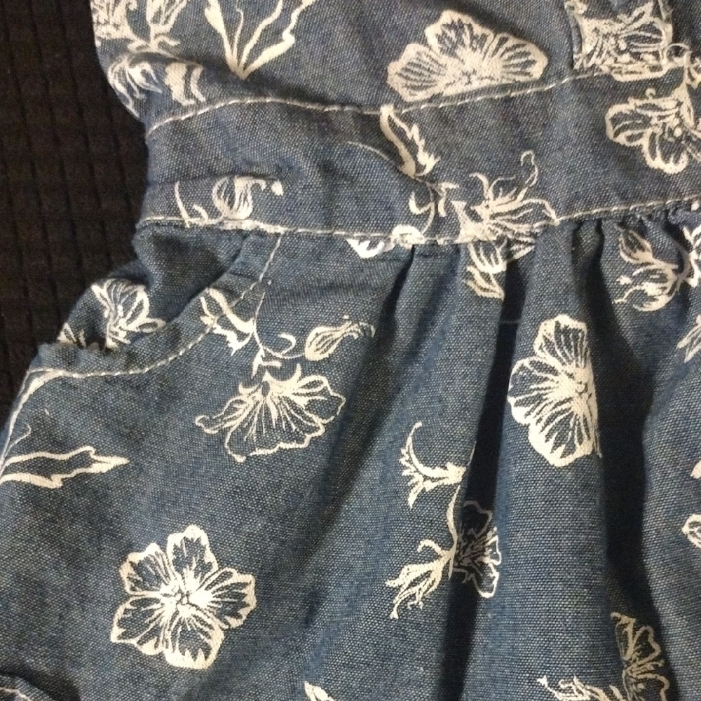 Denim Floral Sundress with Pink Lace Trim - Picture 4 of 8